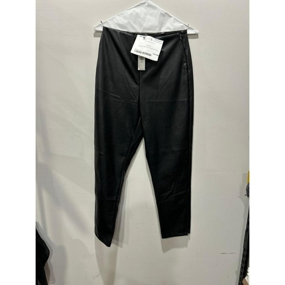 Old Navy NEW FAUX Leather Black Pants Skinny Straight 6